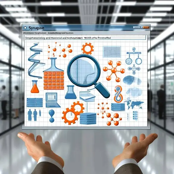 The image shows a comprehensive pharmaceutical RD intelligence platform called Patsnap Synapse, which allows for efficient research and development pr